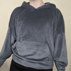 Cozy Blue Velvet Baggy Hoodie